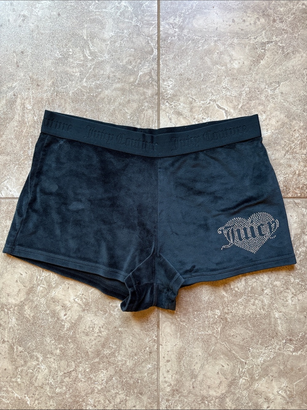 Juicy Couture embellished black sleep shorts Size M